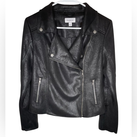 Evereve Marren Moto Jacket Faux Leather in Black Size Small Retail $158 - Picture 6 of 12